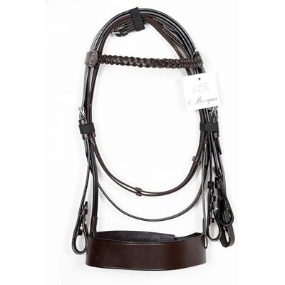 Aces Equine Leather Hunter Draft Bridle Brown With 2 Inch Noseband and 1 Inch Plaited Browband (X-FULL) Aces Equine Leather Hunter Draft Bridle Brown With 2 Inch Noseband and 1 Inch Plaited Browband (X-FULL)