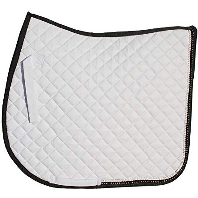 Rhinegold Elite Diamante Trim Saddle Cloth-Pony-White Rhinegold Elite Diamante Trim Saddle Cloth-Pony-White