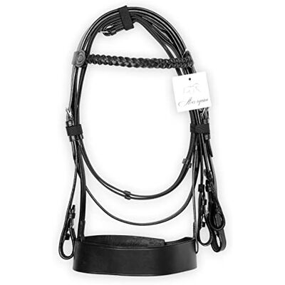 Aces Equine Leather Hunter Bridle Black With 2 Inch Noseband and 1 Inch Plaited Browband (PONY) Aces Equine Leather Hunter Bridle Black With 2 Inch Noseband and 1 Inch Plaited Browband (PONY)
