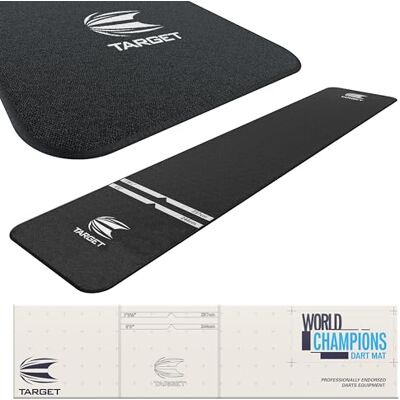 Target Darts World Champion Darts Mat Black and White Dart Oche Mat with Soft Tip and Steel Tip Throw Line Distances Non Slip Carpet Mats for Floor and Dart Tips Protection Darts Accessories Target Darts World Champion Darts Mat Black and White Dart Oche Mat with Soft Tip and Steel Tip Throw Line Distances Non Slip Carpet Mats for Floor and Dart Tips Protection Darts Accessories