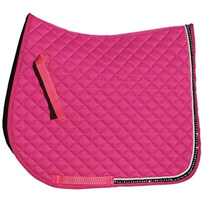Rhinegold Elite Diamante Trim Saddle Cloth, Raspberry Rhinegold Elite Diamante Trim Saddle Cloth, Raspberry