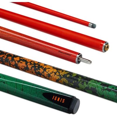 POWERGLIDE Ignis Carbon Fibre & Fibreglass 2 Piece 50/50 Joint Snooker Pool or Billiard Cue Stick Ultra Smooth High Gloss 18 or 19 oz Full Size 57" 10 mm Tip POWERGLIDE Ignis Carbon Fibre & Fibreglass 2 Piece 50/50 Joint Snooker Pool or Billiard Cue Stick Ultra Smooth High Gloss 18 or 19 oz Full Size 57" 10 mm Tip