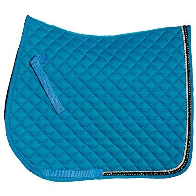 Rhinegold Elite Diamante Trim Saddle Cloth-Full-Turquoise Rhinegold Elite Diamante Trim Saddle Cloth-Full-Turquoise