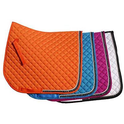 Rhinegold Elite Diamante Trim Saddle Cloth-Full-Raspberry Rhinegold Elite Diamante Trim Saddle Cloth-Full-Raspberry