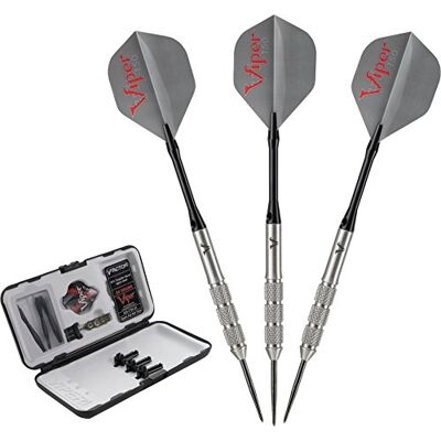 Viper by GLD Products V-Factor 90% Tungsten Steel Tip Darts with Storage/Travel Case, 24 Grams,Silver,23-1704-24 Viper by GLD Products V-Factor 90% Tungsten Steel Tip Darts with Storage/Travel Case, 24 Grams,Silver,23-1704-24