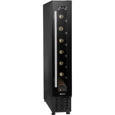 Loops 7 Bottle 15cm Slim Wine Cooler Fridge LED Backlit Metal Shelf Black & Glass Loops 7 Bottle 15cm Slim Wine Cooler Fridge LED Backlit Metal Shelf Black & Glass