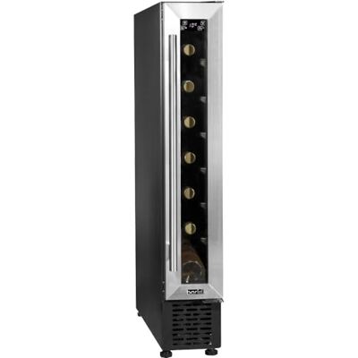 Loops 7 Bottle 15cm Slim Wine Cooler Fridge LED Backlit Metal Shelf Steel & Glass Loops 7 Bottle 15cm Slim Wine Cooler Fridge LED Backlit Metal Shelf Steel & Glass