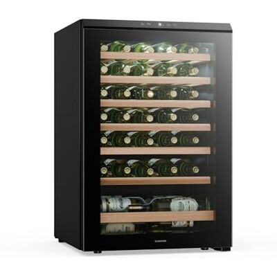 KLARSTEIN Bevora Wine Fridge 48 Bottles – Freestanding Wine Cooler, Touch Control 4–18 °C, UV Glass Door, LED Light, Wooden Shelves KLARSTEIN Bevora Wine Fridge 48 Bottles – Freestanding Wine Cooler, Touch Control 4–18 °C, UV Glass Door, LED Light, Wooden Shelves