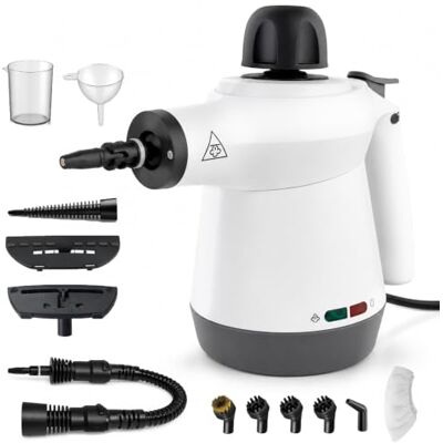 Miyacare Handheld Steam Cleaner for Home, 1050W High-Pressure Multi-Purpose Portable Steamer with 12 Accessories, 350ml Tank and Safety Lock for Kitchen, Bathroom, Tiles, Windows and Car Interiors Miyacare Handheld Steam Cleaner for Home, 1050W High-Pressure Multi-Purpose Portable Steamer with 12 Accessories, 350ml Tank and Safety Lock for Kitchen, Bathroom, Tiles, Windows and Car Interiors