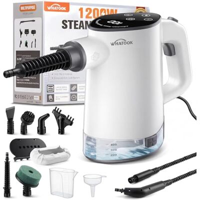 WHATOOK Handheld Steam Cleaner: 15s Fast Heat Up Multipurpose Steam Cleaner with 500ml Water Tank, High Pressure Portable Steam Cleaner with 2 Level Adjustable for Kitchen, Bathroom, Tiles, Grout, Sofa & Car WHATOOK Handheld Steam Cleaner: 15s Fast Heat Up Multipurpose Steam Cleaner with 500ml Water Tank, High Pressure Portable Steam Cleaner with 2 Level Adjustable for Kitchen, Bathroom, Tiles, Grout, Sofa & Car