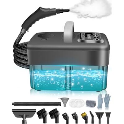 mecmic Steam Cleaner for Home 1600ML Water Tank 15s Heat-Up Portable Steamer for Cleaning, 6 Level Adjustable, 2500W, 45PSI, 250°F Steam, Handheld Steam Cleaner for Car Detailing, Grease,Silver mecmic Steam Cleaner for Home 1600ML Water Tank 15s Heat-Up Portable Steamer for Cleaning, 6 Level Adjustable, 2500W, 45PSI, 250°F Steam, Handheld Steam Cleaner for Car Detailing, Grease,Silver