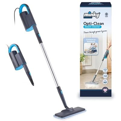 Minky Opti-Clean Steam Cleaner, Steam Mop & Handheld Cleaner for Various Surfaces, Lightweight & Compact, 6 Attachment & Storage Bag, 250ml Water Tank, 5m Cord, Powerful Steamer for Floor Minky Opti-Clean Steam Cleaner, Steam Mop & Handheld Cleaner for Various Surfaces, Lightweight & Compact, 6 Attachment & Storage Bag, 250ml Water Tank, 5m Cord, Powerful Steamer for Floor