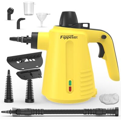 Fippesax Handheld Steam Cleaner, 350ml Water Tank Pressurized Chemical-Free Steam Cleaner with 9pcs Accessories, Multi-Purpose Steam Cleaners for Home, Window, Sofa, Floor (Yellow) Fippesax Handheld Steam Cleaner, 350ml Water Tank Pressurized Chemical-Free Steam Cleaner with 9pcs Accessories, Multi-Purpose Steam Cleaners for Home, Window, Sofa, Floor (Yellow)