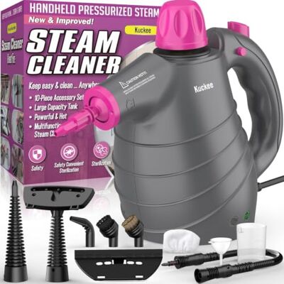 KICTENBAY Portable Steam Cleaner,The Home Mini Hand Held Multi Purpose Steamer,Multifunctional Handheld Steam Cleaner 10 Attachments Stain Removal,Curtains,Car,Kitchen Tops & Much More (Red) KICTENBAY Portable Steam Cleaner,The Home Mini Hand Held Multi Purpose Steamer,Multifunctional Handheld Steam Cleaner 10 Attachments Stain Removal,Curtains,Car,Kitchen Tops & Much More (Red)