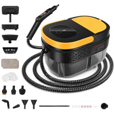 Capsste Handheld Steam Cleaner with 1.6L Large Tank, 3-Level Pressure Control Canister Steamer for Deep Cleaning, Chemical-Free Multi-Purpose Steam Mop with Accessories for Grout, Kitchen, Carpet, Car Capsste Handheld Steam Cleaner with 1.6L Large Tank, 3-Level Pressure Control Canister Steamer for Deep Cleaning, Chemical-Free Multi-Purpose Steam Mop with Accessories for Grout, Kitchen, Carpet, Car