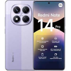 Xiaomi Redmi Note 14 Pro 5G smartphone, 8+256GB, Purple, 200MP pro-grade AI camera, IP68, 45W turbo charging with 5110mAh battery, AI features (no charger included), 2 year Warranty Xiaomi Redmi Note 14 Pro 5G smartphone, 8+256GB, Purple, 200MP pro-grade AI camera, IP68, 45W turbo charging with 5110mAh battery, AI features (no charger included), 2 year Warranty