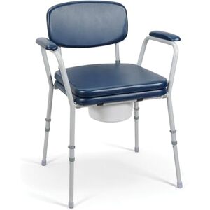 Aidapt Bedside Comfort Commode with Padded Seat & Backrest, Easy‑Clean Vinyl, Adjustable Height, Non‑Slip Feet, Removable Bucket, 127kg Limit – Toilet Chair for Elderly Aidapt Bedside Comfort Commode with Padded Seat & Backrest, Easy‑Clean Vinyl, Adjustable Height, Non‑Slip Feet, Removable Bucket, 127kg Limit – Toilet Chair for Elderly