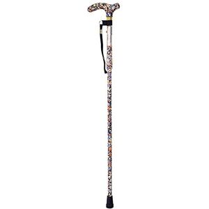 Aidapt Floral Design Fold Down Adjustable Height Lightweight Walking Stick with Anti Slip Ferrule Foot to Aid Stability when Walking Supplied with a Hanging Carry Strap and Rubber Handle Aidapt Floral Design Fold Down Adjustable Height Lightweight Walking Stick with Anti Slip Ferrule Foot to Aid Stability when Walking Supplied with a Hanging Carry Strap and Rubber Handle