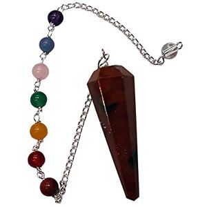 VIE Pendulum with 7 Chakra Beaded Chain (Red Jasper) VIE Pendulum with 7 Chakra Beaded Chain (Red Jasper)