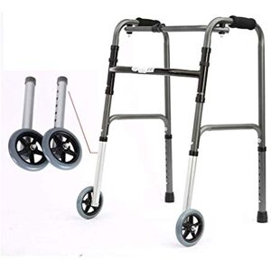 NOALED Geriatric Elderly Walker Foldable with 2 Wheels Rolling Rollators Adjustable Height Mobility Aid Walking Frame Crutch Double The Comfort NOALED Geriatric Elderly Walker Foldable with 2 Wheels Rolling Rollators Adjustable Height Mobility Aid Walking Frame Crutch Double The Comfort