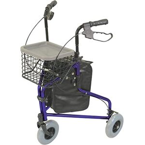Aidapt Blue Folding Light Weight Aluminium 3 Wheeled Tri Walker Rollator Mobility Aid with Carry Bag, Basket, Tray and Lockable Brakes for Indoor and Outdoor use. Aidapt Blue Folding Light Weight Aluminium 3 Wheeled Tri Walker Rollator Mobility Aid with Carry Bag, Basket, Tray and Lockable Brakes for Indoor and Outdoor use.