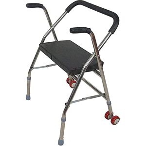 CANGMING Rollator Walker Walker, Folding Walker with Seat Pulley Vintage Four-Legged Cane Stool Walker Wheelchair Yearn for CANGMING Rollator Walker Walker, Folding Walker with Seat Pulley Vintage Four-Legged Cane Stool Walker Wheelchair Yearn for