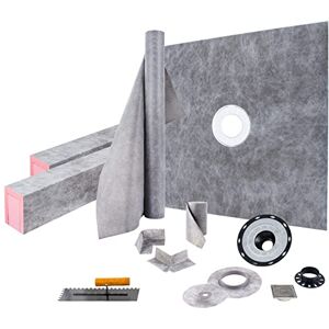 VEVOR Shower Curb Kit, 121.9 x 121.9 cm Watertight Shower Curb Overlay with 10.2 cm ABS Central Bonding Flange,10.2 cm Stainless Steel Grate,2 Cuttable Shower Curb and Trowel,Shower Pan Slope Sticks VEVOR Shower Curb Kit, 121.9 x 121.9 cm Watertight Shower Curb Overlay with 10.2 cm ABS Central Bonding Flange,10.2 cm Stainless Steel Grate,2 Cuttable Shower Curb and Trowel,Shower Pan Slope Sticks