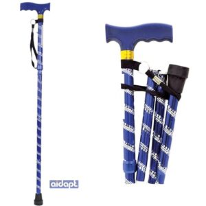 Aidapt Patterned Fold Down Adjustable Height Lightweight Walking Stick with Anti Slip Ferrule Foot to Aid Stability and Confidence when Walking Supplied with a Hanging Carry Strap and Wood Handle Aidapt Patterned Fold Down Adjustable Height Lightweight Walking Stick with Anti Slip Ferrule Foot to Aid Stability and Confidence when Walking Supplied with a Hanging Carry Strap and Wood Handle