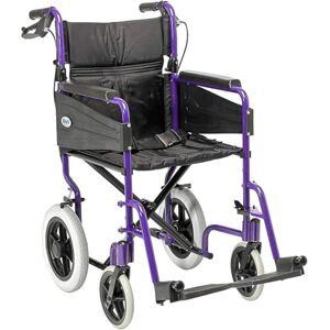 Days Lightweight Wheelchair for Adults, Escape Folding Wheelchairs, Compact Wheel Chair with Adjustable Footrests, Attendant Propelled, Padded Seat Narrow, Purple Days Lightweight Wheelchair for Adults, Escape Folding Wheelchairs, Compact Wheel Chair with Adjustable Footrests, Attendant Propelled, Padded Seat Narrow, Purple