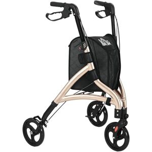HOMCOM 3 Wheel Rollator, Lightweight Aluminium Tri Walker with Adjustable Handle, Storage Bag and Dual Brakes, Folding Mobility Walking Aid for Elderly, Handicapped, 5.3kg, Gold Tone HOMCOM 3 Wheel Rollator, Lightweight Aluminium Tri Walker with Adjustable Handle, Storage Bag and Dual Brakes, Folding Mobility Walking Aid for Elderly, Handicapped, 5.3kg, Gold Tone