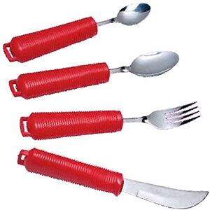 NRS Healthcare Red Handled Cutlery 4 Piece Set NRS Healthcare Red Handled Cutlery 4 Piece Set