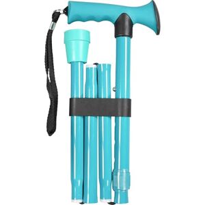 Aidapt Folding Adjustable Walking Stick with Ergonomic Rubber Handle, 5 Height Settings, Lightweight Aluminum, Wrist Strap, and Non-Slip Tip. Compact for Travel. Supports up to 100kg. Teal Aidapt Folding Adjustable Walking Stick with Ergonomic Rubber Handle, 5 Height Settings, Lightweight Aluminum, Wrist Strap, and Non-Slip Tip. Compact for Travel. Supports up to 100kg. Teal