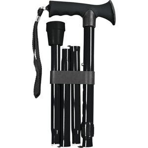 Aidapt Folding Adjustable Walking Stick with Ergonomic Rubber Handle, 5 Height Settings, Lightweight Aluminum, Wrist Strap, and Non-Slip Tip. Compact for Travel. Supports up to 100kg. Black Aidapt Folding Adjustable Walking Stick with Ergonomic Rubber Handle, 5 Height Settings, Lightweight Aluminum, Wrist Strap, and Non-Slip Tip. Compact for Travel. Supports up to 100kg. Black