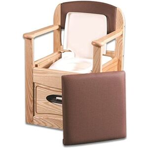NRS Healthcare Modern Royale Flushing Commode Chair with Vinyl Seat, Large, Brown NRS Healthcare Modern Royale Flushing Commode Chair with Vinyl Seat, Large, Brown