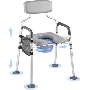 VEVOR Bedside Commode Chair, 500 lbs Capacity, 4-in-1 Portable Toilet and Raised Toilet Seat with Padded Seat & Backrest, Detachable 5L Bucket, Adjustable Height & Width Adult Potty Chair for Seniors VEVOR Bedside Commode Chair, 500 lbs Capacity, 4-in-1 Portable Toilet and Raised Toilet Seat with Padded Seat & Backrest, Detachable 5L Bucket, Adjustable Height & Width Adult Potty Chair for Seniors