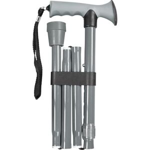 Aidapt Folding Adjustable Walking Stick with Ergonomic Rubber Handle, 5 Height Settings, Lightweight Aluminum, Wrist Strap, and Non-Slip Tip. Compact for Travel. Supports up to 100kg. Grey Aidapt Folding Adjustable Walking Stick with Ergonomic Rubber Handle, 5 Height Settings, Lightweight Aluminum, Wrist Strap, and Non-Slip Tip. Compact for Travel. Supports up to 100kg. Grey