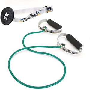 Theraband Professional Latex Resistance Tubing with Soft Handles for Exercise, Physical Therapy, Lower Pilates, At-Home Workouts, and Rehab, Green, 48 in. Tube Theraband Professional Latex Resistance Tubing with Soft Handles for Exercise, Physical Therapy, Lower Pilates, At-Home Workouts, and Rehab, Green, 48 in. Tube