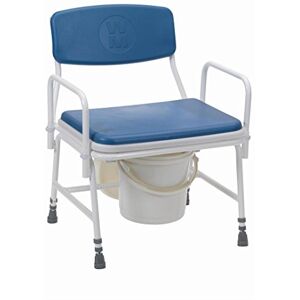 NRS Healthcare Heavy Duty Height Adjustable Bariatric Commode with Detachable Arms and Seat, Large, Blue and White NRS Healthcare Heavy Duty Height Adjustable Bariatric Commode with Detachable Arms and Seat, Large, Blue and White