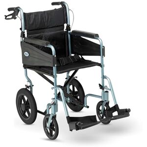 Days Lightweight Wheelchair for Adults, Escape Folding Wheelchairs, Compact Wheel Chair with Adjustable Footrests, Attendant Propelled, Padded Seat Narrow, Blue Days Lightweight Wheelchair for Adults, Escape Folding Wheelchairs, Compact Wheel Chair with Adjustable Footrests, Attendant Propelled, Padded Seat Narrow, Blue