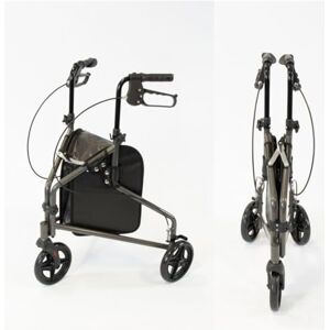 NRS Healthcare 3 Wheel Steel Rollator Walking Aid with Bag & Lockable Brakes, Folding & Height Adjustable – Grey NRS Healthcare 3 Wheel Steel Rollator Walking Aid with Bag & Lockable Brakes, Folding & Height Adjustable – Grey