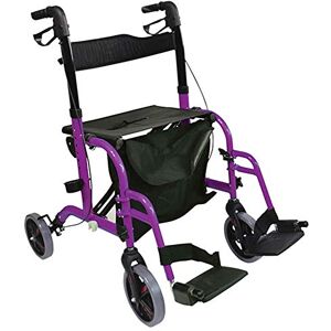 Aidapt Duo Deluxe Purple Folding Light Weight 4 Wheeled Rollator Transit Chair Mobility Aid with Seat, Foot Plates, Carry Bag, Lockable Brakes and Puncture Proof Tyres for Indoor and Outdoor use. Aidapt Duo Deluxe Purple Folding Light Weight 4 Wheeled Rollator Transit Chair Mobility Aid with Seat, Foot Plates, Carry Bag, Lockable Brakes and Puncture Proof Tyres for Indoor and Outdoor use.