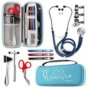 Primacare KB-9397-BL Stethoscope Case, SUPPLIES INCLUDED, Blue with Multiple Compartments, Portable and Lightweight First Aid Kit Bag with Vital Medical Supplies, Nursing Accessories for Nurses Primacare KB-9397-BL Stethoscope Case, SUPPLIES INCLUDED, Blue with Multiple Compartments, Portable and Lightweight First Aid Kit Bag with Vital Medical Supplies, Nursing Accessories for Nurses