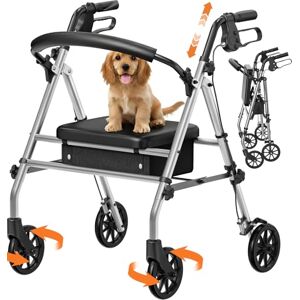 Luckfaith Rollator Walker with Seat for Seniors, 348 lbs Folding Mobility Walker with Brakes, Padded Seat, Backrest, 3-Second Fold & 7L Storage Bag, Grey Luckfaith Rollator Walker with Seat for Seniors, 348 lbs Folding Mobility Walker with Brakes, Padded Seat, Backrest, 3-Second Fold & 7L Storage Bag, Grey