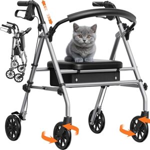 Luckfaith Folding Rollator Walker with Seat for Seniors, 4 Wheel Mobility Walker Supports 348 lbs, Adjustable Walking Aid with Dual Brakes, Padded Seat, Backrest for Daily Travel, Sliver Luckfaith Folding Rollator Walker with Seat for Seniors, 4 Wheel Mobility Walker Supports 348 lbs, Adjustable Walking Aid with Dual Brakes, Padded Seat, Backrest for Daily Travel, Sliver