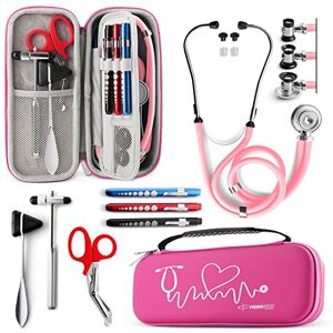 Primacare KB-9397-PK Stethoscope Case, SUPPLIES INCLUDED, Pink with Multiple Compartments, Portable and Lightweight First Aid Kit Bag with Vital Medical Supplies, Nursing Accessories for Nurses Primacare KB-9397-PK Stethoscope Case, SUPPLIES INCLUDED, Pink with Multiple Compartments, Portable and Lightweight First Aid Kit Bag with Vital Medical Supplies, Nursing Accessories for Nurses