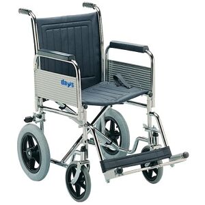 Days Transit Wheelchair, 40cm (20"), Chrome Plated Steel Frame, Detachable Armrests & Detachable Swing Away Footrests, Wipe Clean Seat, Folding Back for Transport, (Eligible for VAT relief in the UK) Days Transit Wheelchair, 40cm (20"), Chrome Plated Steel Frame, Detachable Armrests & Detachable Swing Away Footrests, Wipe Clean Seat, Folding Back for Transport, (Eligible for VAT relief in the UK)