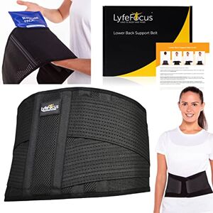 LyfeFocus Premium Adjustable Lower Back Support Belt for Men & Women Breathable Lumbar Support Brace Supplied with Reusable Hot Cold Pack for Pain & Muscle Tension Relief (Check Size Table: XL) LyfeFocus Premium Adjustable Lower Back Support Belt for Men & Women Breathable Lumbar Support Brace Supplied with Reusable Hot Cold Pack for Pain & Muscle Tension Relief (Check Size Table: XL)