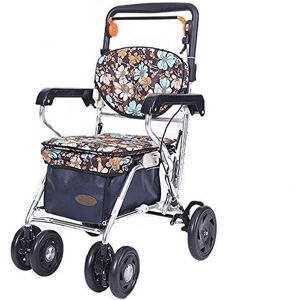 NOALED Rollator Walker Foldable Heavy Duty Shopping Cart with Seat Bag Medical Walking Frame Aids Stroller Scooter Double Brake System 4 Wheels Used for Seniors NOALED Rollator Walker Foldable Heavy Duty Shopping Cart with Seat Bag Medical Walking Frame Aids Stroller Scooter Double Brake System 4 Wheels Used for Seniors
