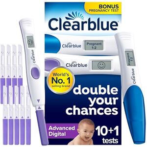 Clearblue Digital Ovulation and Pregnancy Test Double Your Chances of Getting Pregnant. 10 Advanced Digital Ovulation Tests and 1 Pregnancy Test Digital with Weeks Indicator Clearblue Digital Ovulation and Pregnancy Test Double Your Chances of Getting Pregnant. 10 Advanced Digital Ovulation Tests and 1 Pregnancy Test Digital with Weeks Indicator