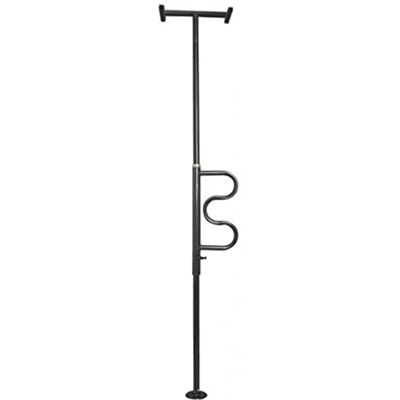 NRS Floor to Ceiling Security Pole with Curved Grab Bar Black Finish NRS Floor to Ceiling Security Pole with Curved Grab Bar Black Finish